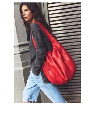 Free People Red Vegan Leather Hobo Bag